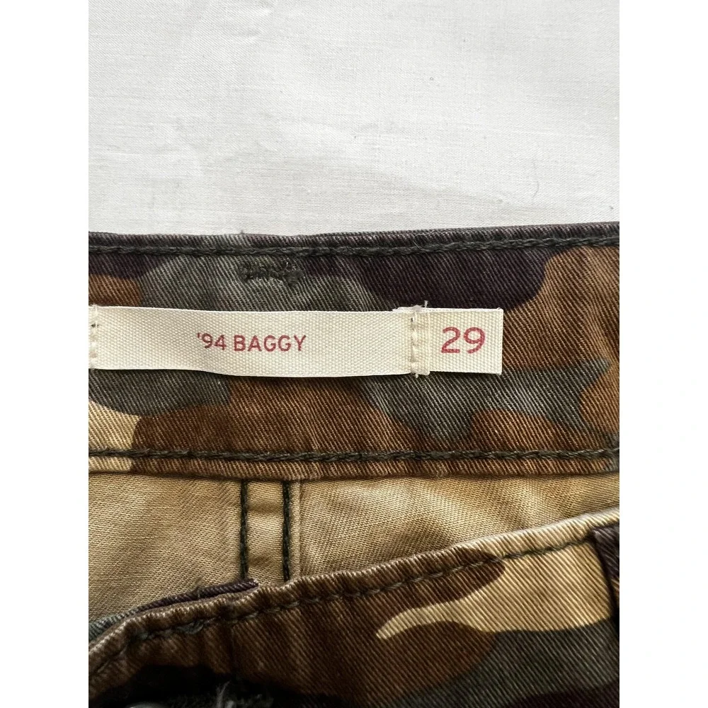 Levis 94 Baggy Cargo Pants Mens 29x30 Camo Green‎ Brown Relaxed Fit Utility Army
